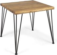 🌳 industrial acacia wood dining table with rustic metal frame - christopher knight home audrey, teak finish логотип