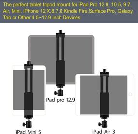 img 3 attached to 📱 Универсальный зажим для планшетных компьютеров с адаптером для крепления телефона и iPad на штатив - совместим с iPad Pro 12.9 - идеально подходит для штативов, моноподов, палок для селфи и стендов для настольных штативов - включает в себя шаровую головку и беспроводной пульт дистанционного управления Bluetooth.