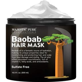 img 4 attached to Majestic Pure Baobab Hydrating Hair Mask - Nourishing, Smooths Frizzy Hair, Promotes Scalp Health - Luxurious Glow, Silky Shine - Sulfate-Free Formula - Helps Repair Damaged Hair - 16.9 fl oz