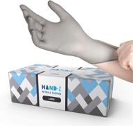 🧤 hand-e touch disposable grey nitrile gloves large - 200 count: powder free, latex free protection logo