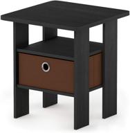 🌙 furinno andrey end table nightstand with storage bin drawer, 1-pack, americano/medium brown logo