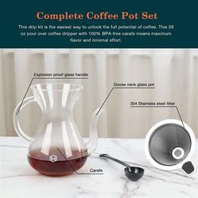 img 2 attached to ☕ HEIHOX 27oz Pour Over Coffee Maker Set - Coffee Dripper Brewer & Glass Carafe with Stainless Steel Paperless Filter/Dripper, Gooseneck and Handle for Rust Resistance