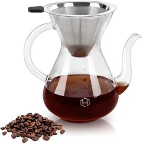 img 4 attached to ☕ HEIHOX 27oz Pour Over Coffee Maker Set - Coffee Dripper Brewer & Glass Carafe with Stainless Steel Paperless Filter/Dripper, Gooseneck and Handle for Rust Resistance