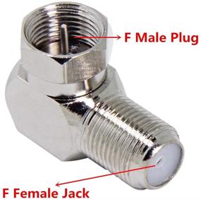 img 1 attached to 🔌 5-пакет Правого углового разъема коаксиального кабеля - Тип F 90 градусов Мужской к Женскому кабельному разъему для настенного телевизора, модема, настенной панели, спутникового приемника - Адаптер RFAdapter RG6 Adapter