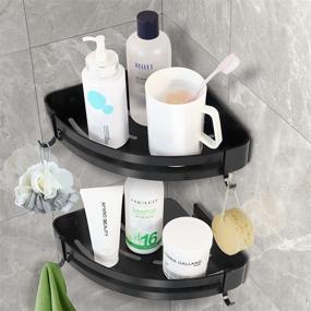 img 2 attached to Delysia King 2-Pack Corner Shower Caddy Bathroom Shelf Wall Mounted Organization and Storage Adhesive Shelves, No Drilling - Black
