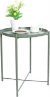 🌿 afoobezos tray metal end table: small round sofa table – anti-rust, waterproof for indoor & outdoor use – snack table, accent coffee table – living room, balcony, bedroom – 20.5"h x 16.5"d – green logo