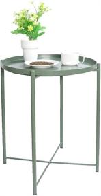 img 4 attached to 🌿 AfooBezos Tray Metal End Table: Small Round Sofa Table – Anti-Rust, Waterproof for Indoor & Outdoor use – Snack Table, Accent Coffee Table – Living Room, Balcony, Bedroom – 20.5"H x 16.5"D – Green