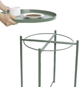 img 1 attached to 🌿 AfooBezos Tray Metal End Table: Small Round Sofa Table – Anti-Rust, Waterproof for Indoor & Outdoor use – Snack Table, Accent Coffee Table – Living Room, Balcony, Bedroom – 20.5"H x 16.5"D – Green