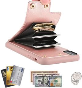 img 3 attached to 📱 Rose Gold iPhone Xs Wallet Case by LAMEEKU - Card Holder, Finger Kickstand, Leather Pocket, 360° Rotation Metal Ring Grip Stand - Compatible with iPhone X/Xs 5.8''