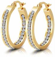 👂 hypoallergenic cartilage earrings: 18k gold plated 22mm hoop earrings with cubic zirconia for women and girls - includes gift box logo