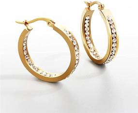 img 3 attached to 👂 Hypoallergenic Cartilage Earrings: 18K Gold Plated 22mm Hoop Earrings with Cubic Zirconia for Women and Girls - Includes Gift Box