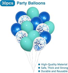 img 2 attached to 🎉 Ouddy Blue Birthday Party Decorations for Women and Girls - Happy Birthday Banner, Navy Blue and Mint Green Confetti Balloons, Honeycomb Balls, Swirls, and Streamers - Ideal for Birthday Party Decorations and Anniversary Supplies