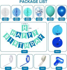 img 3 attached to 🎉 Ouddy Blue Birthday Party Decorations for Women and Girls - Happy Birthday Banner, Navy Blue and Mint Green Confetti Balloons, Honeycomb Balls, Swirls, and Streamers - Ideal for Birthday Party Decorations and Anniversary Supplies