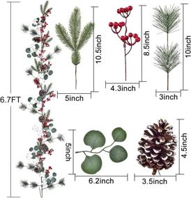 img 1 attached to 🎄 Premium TOUTN 6.7 FT Christmas Garland with Flexible Artificial Pine Cone Berry Ornaments - Stunning Xmas Holiday New Year Decor at Home