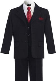 img 1 attached to 👔 OLIVIA KOO Boys Pinstripe 6-Piece Suit Set with Coordinating Neck Tie and Pocket Square