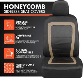 img 3 attached to 🚗 carXS Beige FreshMesh Car Seat Covers - Front Seat Protectors with Sideless Design and Built-in Armrest Compatibility, Universal Fit Interior Accessories for Auto Truck Van SUV