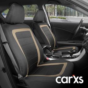 img 2 attached to 🚗 carXS Beige FreshMesh Car Seat Covers - Front Seat Protectors with Sideless Design and Built-in Armrest Compatibility, Universal Fit Interior Accessories for Auto Truck Van SUV