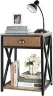 industrial x-design 2-tier nightstand with drawer, storage shelf - rustic bedside table, side table for living room, bedroom, sofa, hall, office logo