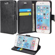 📱 premium pu leather 2-in-1 protective folio flip wallet case with credit card holder slots and kickstand for iphone 6s/6 4.7 inch - black logo