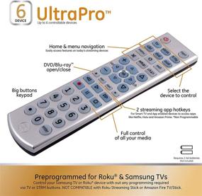 img 2 attached to 📱 Пульт ДУ GE Universal - Большая кнопка, подсветка для Samsung, Vizio, Lg, Sony, Sharp, Roku, Apple TV, TCL, Panasonic, Smart TV, проигрыватели потокового видео, Blu-Ray, DVD - 6 устройств, серебристый - модель 33712