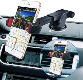 img 4 attached to 📱 BOLWEO Phone Car Holder Dashboard, Air Vent & Windshield Cradle for iPhone & Samsung (Red)