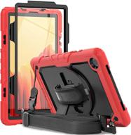 📱 herize rugged case for samsung galaxy tab a7 10.4 inch 2020 with pen holder - red, rotating stand, hand shoulder strap and screen protector included logo