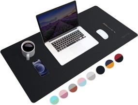 img 4 attached to 🖥️ Premium Leather Desk Mat: Waterproof, Multifunctional Mousepad and Keyboard Pad - Upcity Desk Mat (Black, 2313")