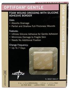 img 1 attached to Medline Optifoam Gentle Border Adhesive Dressings, 3x3 - Pack of 10 (Packaging Varied)