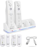 🎮 4-in-1 charging station for wii & wii u remote controller with 4 rechargeable battery packs (4 port charging dock + 4pcs 2800mah replacement batteries + usb cable) - remote not included logo