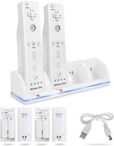 img 4 attached to 🎮 4-in-1 Charging Station for Wii & Wii U Remote Controller with 4 Rechargeable Battery Packs (4 Port Charging Dock + 4pcs 2800mAh Replacement Batteries + USB Cable) - Remote Not Included