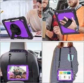img 1 attached to 📱 SEYMAC iPad 9th/8th/7th Generation Case – Enhanced 3-Layer Protection with 360-Degree Rotating Stand, Hand Strap, and Pencil Holder – Purple+Black – Compatible with 2020/2019 iPad 9 /8 /7 Generation 10.2 Inch