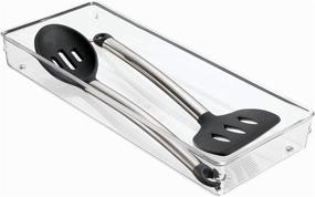 img 3 attached to 🗂️ Set of 2 Clear iDesign Linus Plastic Kitchen Drawer Organizers - for Silverware, Spatulas, Cutlery, Gadgets, Office Supplies, Cosmetics