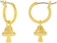 gold plated mushroom charm huggie hoop earrings – adorable dangle huggies – petite fall hoops – delicate gift ideas for women logo