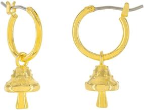 img 4 attached to Gold Plated Mushroom Charm Huggie Hoop Earrings – Adorable Dangle Huggies – Petite Fall Hoops – Delicate Gift Ideas for Women