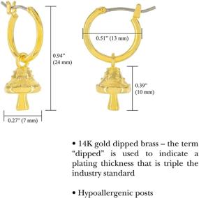 img 2 attached to Золотистые серьги в форме гриба с покрытием – Милые зависающие сережки – Маленькие осенние обручи – Изысканные подарочные идеи для женщин