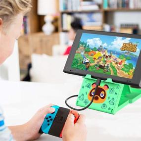 img 3 attached to FXICAI Stand: Nintendo Switch/Lite Animal Crossing Playstand - Angle Adjustable, Portable & Non-Slip - Forest-Green