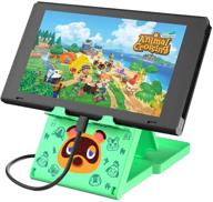 fxicai stand: nintendo switch/lite animal crossing playstand - angle adjustable, portable & non-slip - forest-green logo