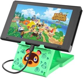 img 4 attached to FXICAI Stand: Nintendo Switch/Lite Animal Crossing Playstand - Angle Adjustable, Portable & Non-Slip - Forest-Green