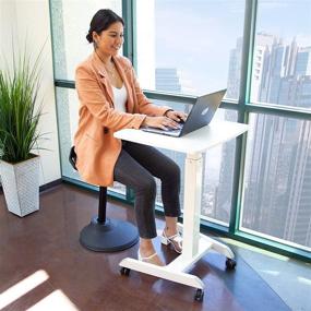 img 2 attached to 🪑 Enhanced Ergonomic Sit Stand Stool | 360° Tilt | Height Adjustable Leaning Chair | Standing Desk Airlift 360 Degree Sit-Stand Capability | Sitting Balance Chair | Non-Slip Weighted Base (Black)