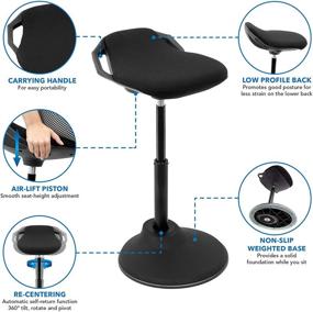 img 1 attached to 🪑 Enhanced Ergonomic Sit Stand Stool | 360° Tilt | Height Adjustable Leaning Chair | Standing Desk Airlift 360 Degree Sit-Stand Capability | Sitting Balance Chair | Non-Slip Weighted Base (Black)