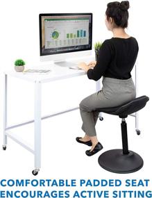 img 3 attached to 🪑 Enhanced Ergonomic Sit Stand Stool | 360° Tilt | Height Adjustable Leaning Chair | Standing Desk Airlift 360 Degree Sit-Stand Capability | Sitting Balance Chair | Non-Slip Weighted Base (Black)