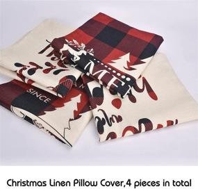 img 1 attached to 🎄 Set of 4 Christmas Decorations Pillow Covers 18x18 Inch - Indoor Outdoor Xmas Decor, Party Supplies - Farmhouse Home Decor Throw Pillow Covers - Buffalo Plaid Christmas - Decorative Cushion Case