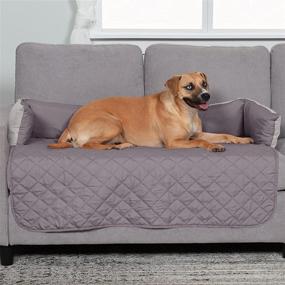 img 2 attached to 🐾 Furhaven Pet Furniture Cover - Sofa Buddy Water-Resistant Reversible Seating Protector with Bolster Cushion for Dogs and Cats - Large Size: Gray and Mist - Washable