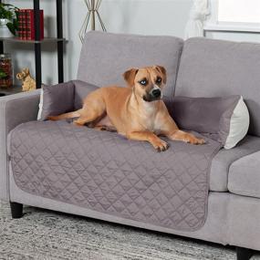 img 1 attached to 🐾 Furhaven Pet Furniture Cover - Sofa Buddy Water-Resistant Reversible Seating Protector with Bolster Cushion for Dogs and Cats - Large Size: Gray and Mist - Washable