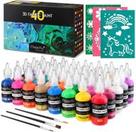 🎨 magicfly 3d fabric paint – 40 colors set with brushes, stencils | permanent textile paint for clothing, t-shirt, glass | fluorescent, glow in the dark, glitter, metallic colors included! logo
