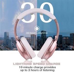 img 2 attached to 🎧 Sumvov Wireless Over Ear Headphones: Bluetooth 5.0, Mic, 30hrs Playtime, Deep Bass, Quick Charge, Hi-Fi Stereo - Rose Gold