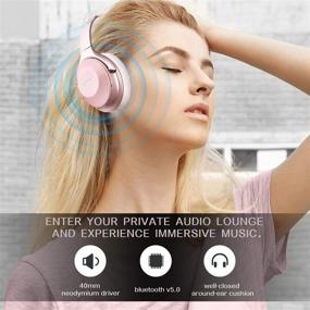 img 3 attached to 🎧 Sumvov Wireless Over Ear Headphones: Bluetooth 5.0, Mic, 30hrs Playtime, Deep Bass, Quick Charge, Hi-Fi Stereo - Rose Gold