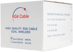 img 1 attached to 🔌 500 футов RG6 Двойная экранированная коаксиальный кабель, 18 AWG медно-стальной проводник, пенный проводник PE, 60% алюминиевая оплетка, белая ПВХ оболочка, катушка в коробке.