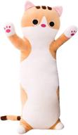 🐱 soft cat plush long body pillow, hugging kitten stuffed animal toy (brown, 35.4&#34;) logo