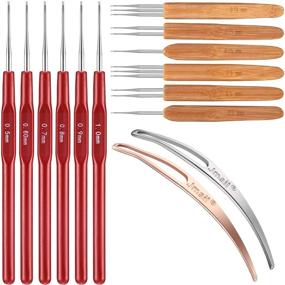 img 4 attached to 🔴 Complete Set of 14 Dreadlocks Crochet Hooks: Includes 6 Hair Locking Tools, 6 Crochet Hooks (Sizes 0.5mm, 0.75mm), and 1/2/3 Hooks – Red Color